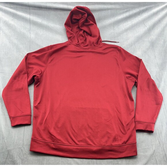 Under Armour Hoodie Mens 2XL Red Loose Fit Pullover Sweatshirt Spell Out Fleece - Picture 2 of 8